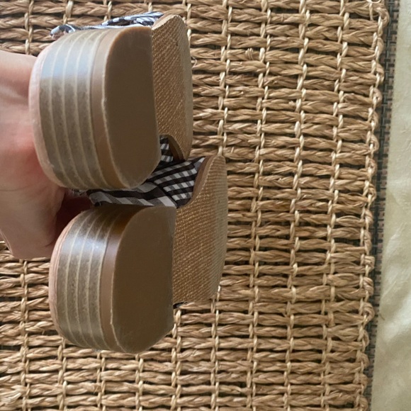 Free People At Ease Loafer Mule Checked Gingham Black White Tan EU 37 US 7 - Picture 12 of 16